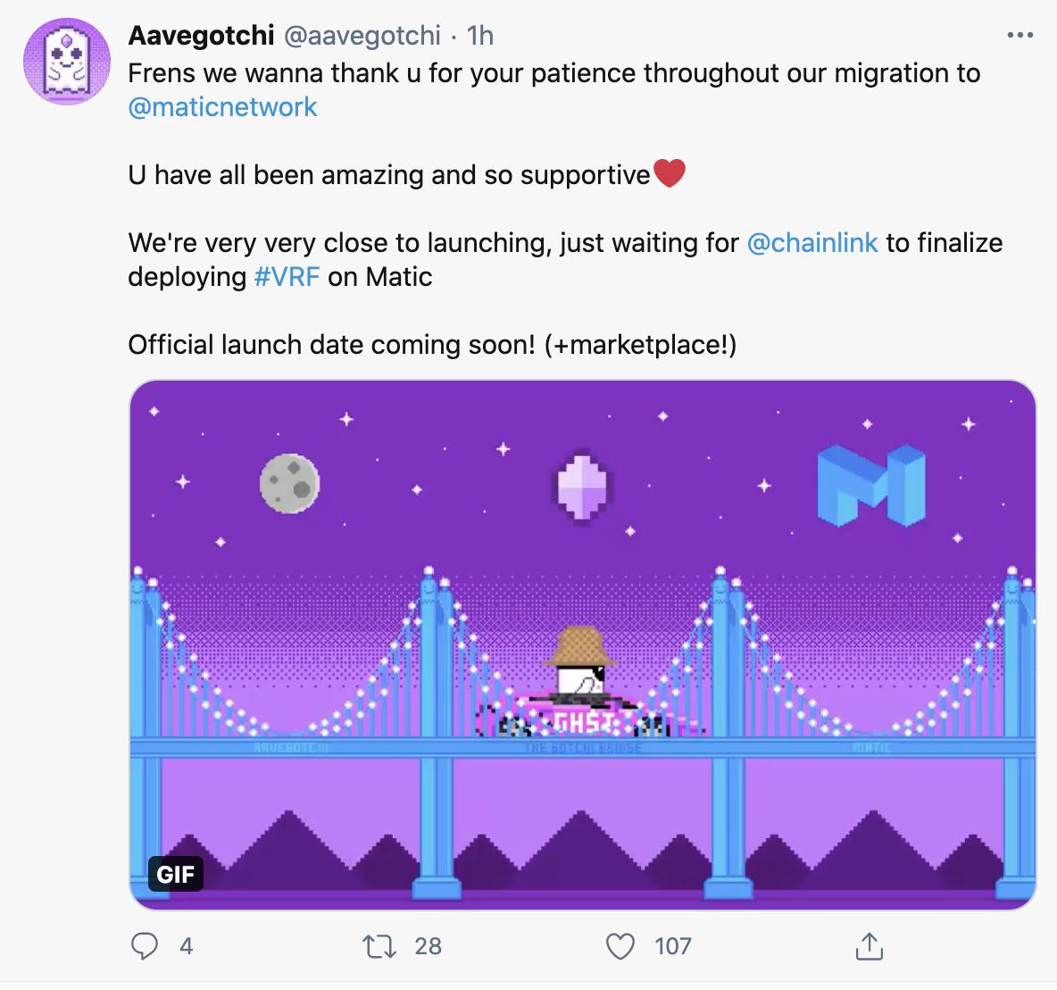 NFT平台Aavegotchi即将完成Matic网络迁移工作