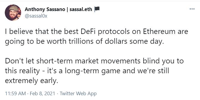 EthHub联合创始人：未来以太坊上最好的DeFi协议将价值数万亿美元