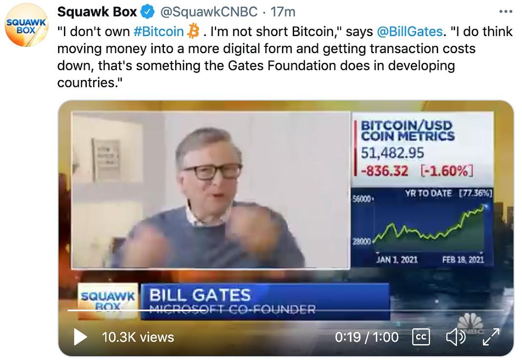比尔·盖茨对比特币的看法已转为中立