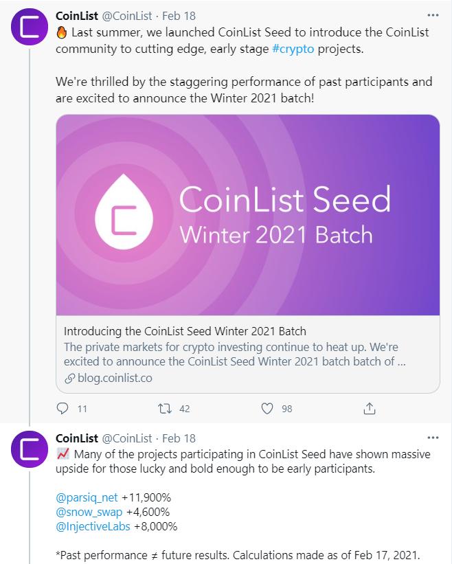 CoinList Seed第三批名单公布，包括Babylon Finance、Clover等