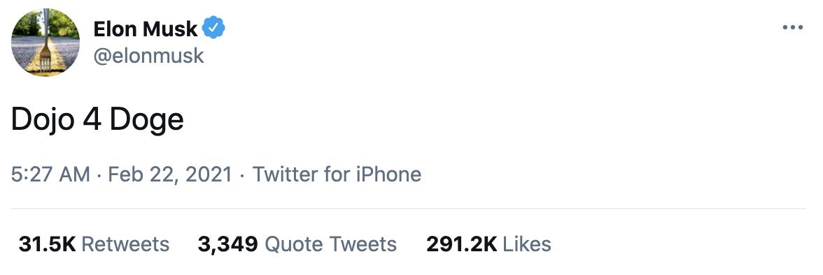 马斯克再次发布狗狗币相关推文，其内容与特斯拉超级计算机有关