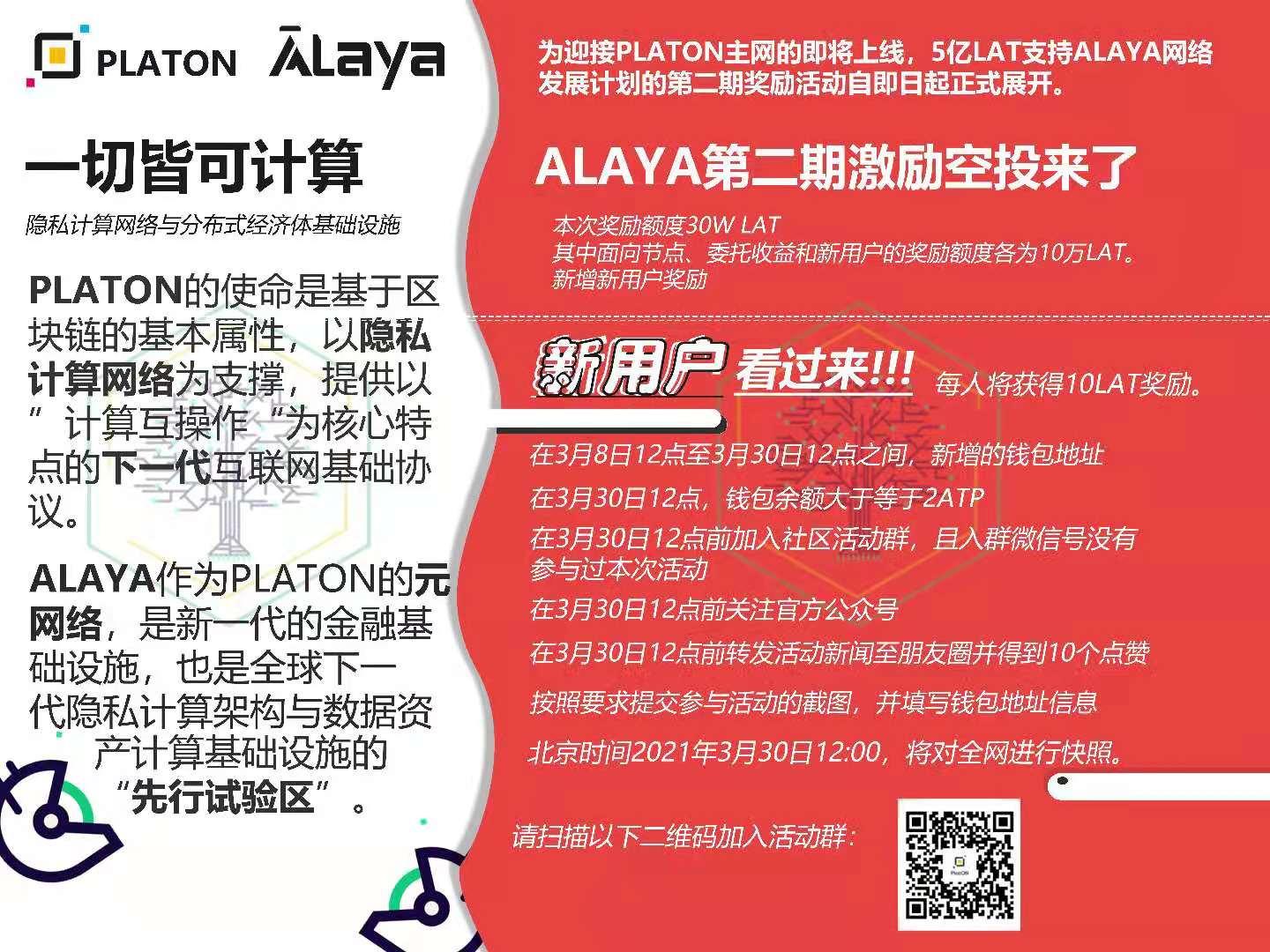 隐私公链PlatON启动第二期Alaya网络支持者奖励活动，新用户也可参与