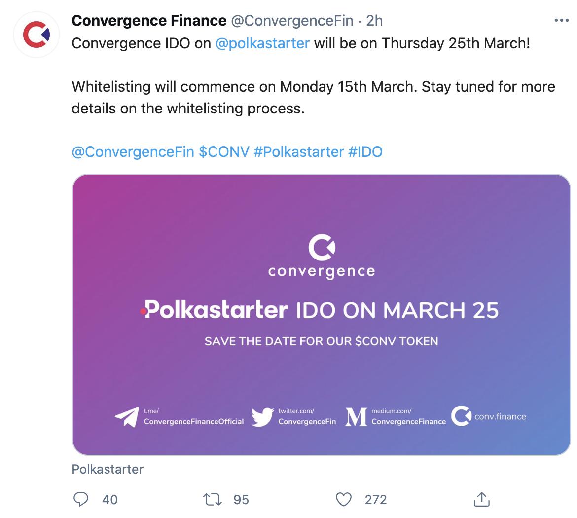 DeFi协议Convergence将于3月25日在Polkastarter进行IDO