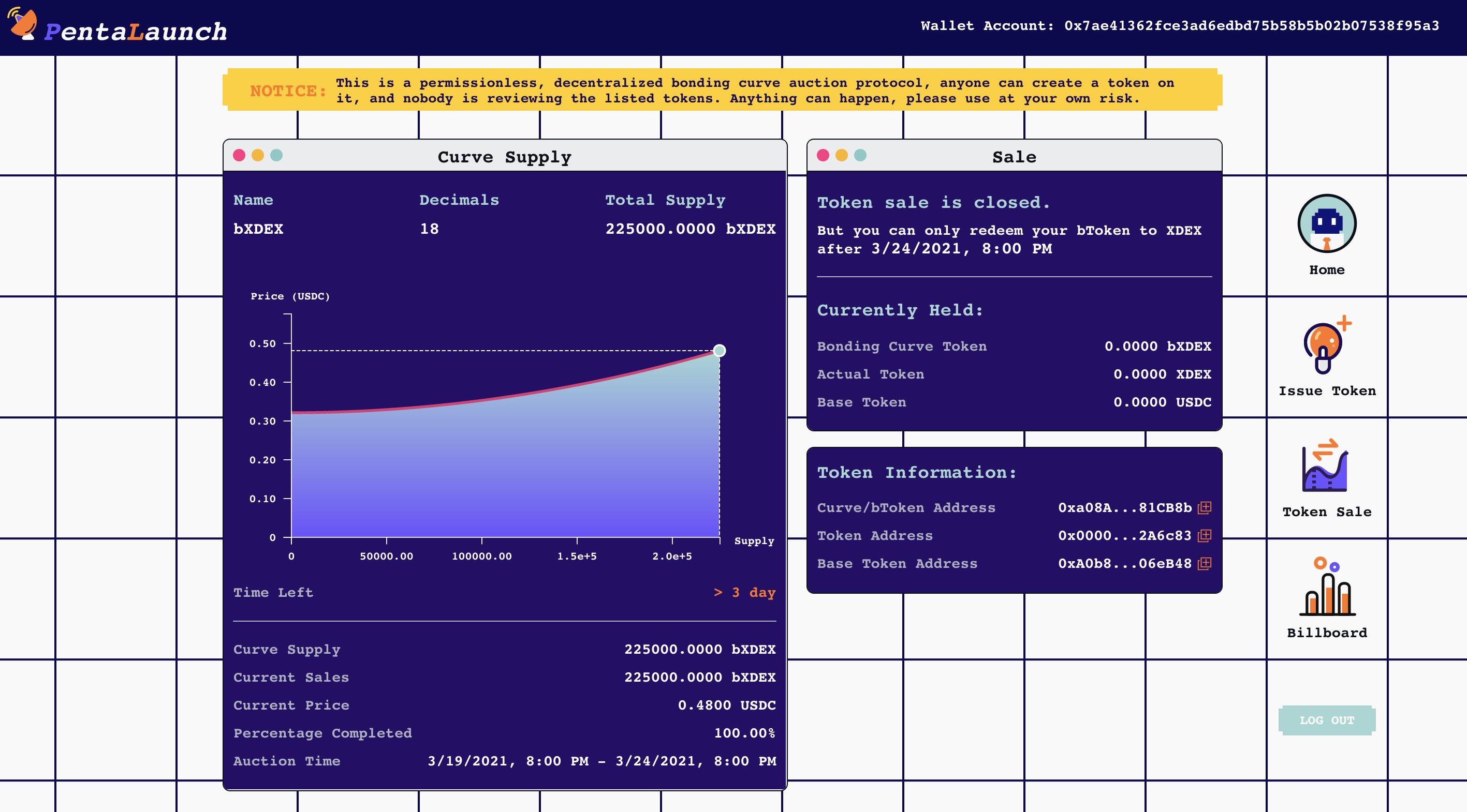 xDeFi在PentaLaunch的联合曲线拍卖2分钟完成