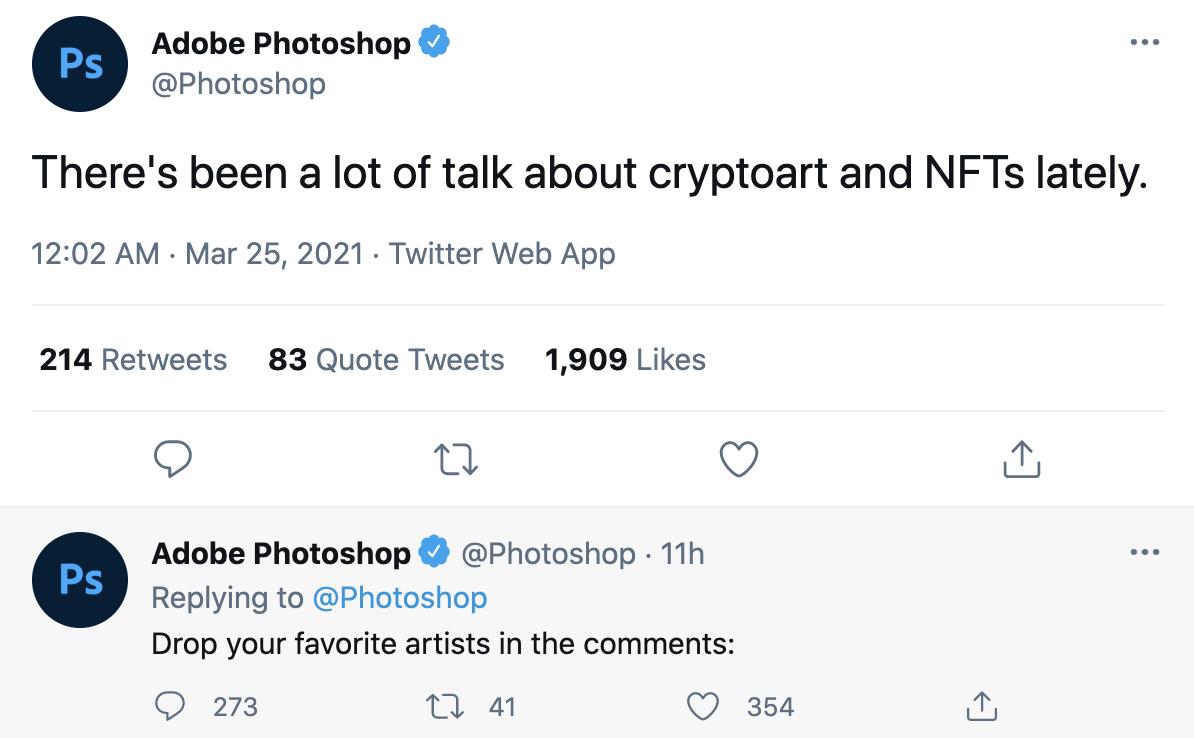 Adobe Photoshop开始关注加密艺术和NFT领域