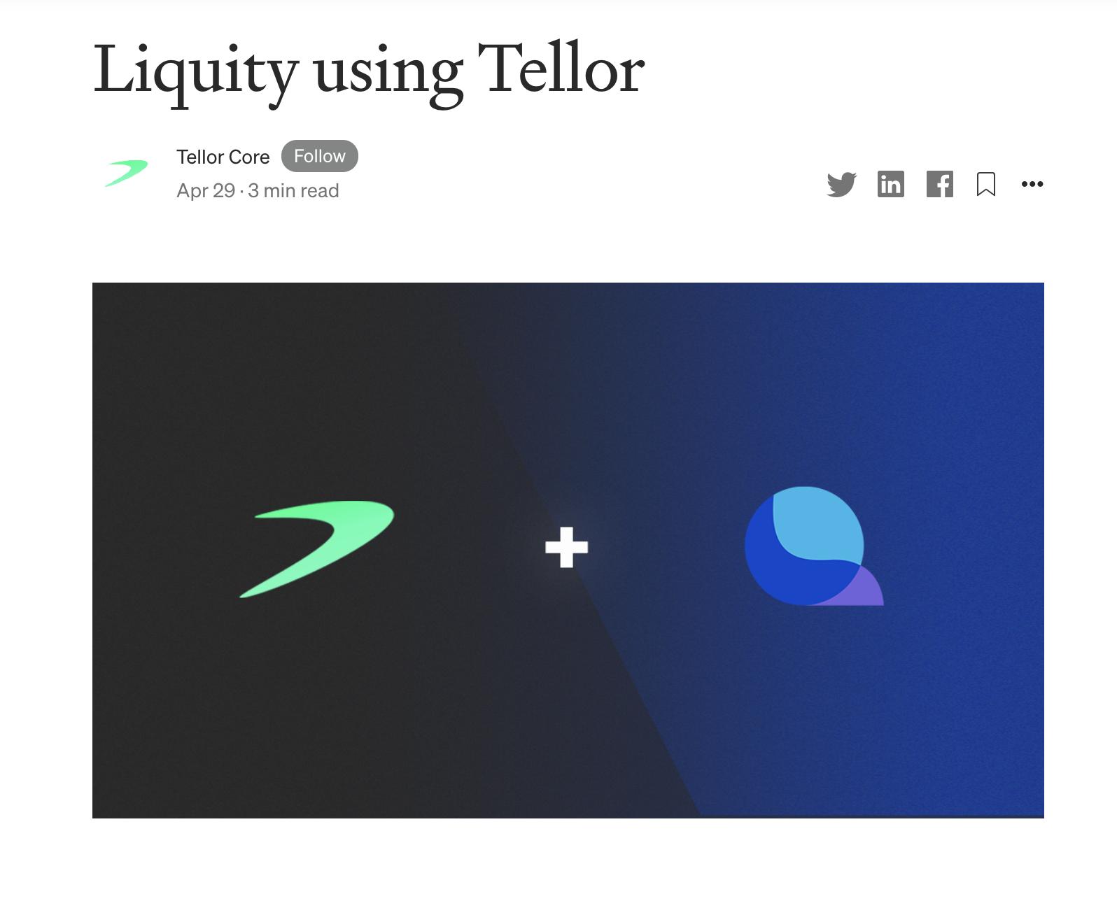 DeFi 借贷协议 Liquity 集成 Tellor，完善其双预言机设计