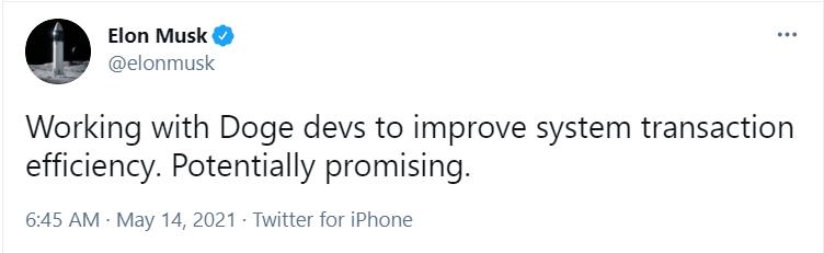 马斯克：正与狗狗币开发人员合作以提高交易效率