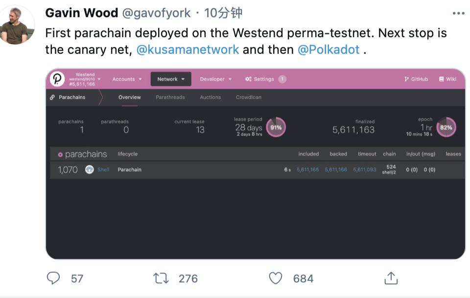 波卡创始人：平行链已经部署至Westend Perma测试网
