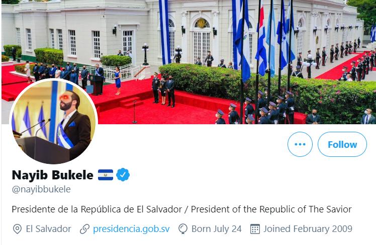 萨尔瓦多共和国总统将推特头像换成激光眼图片