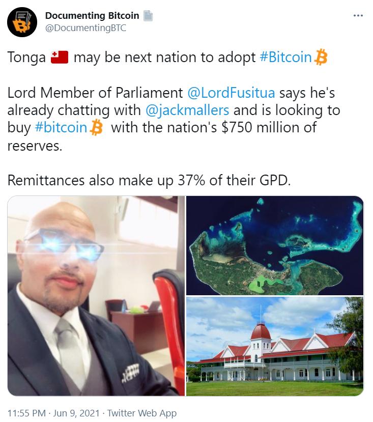 汤加或将成为下一个采用比特币的国家
