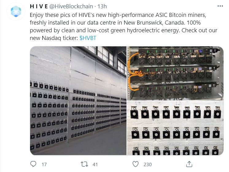 上市矿企Hive Blockchain部署使用水力发电的新型比特币矿机