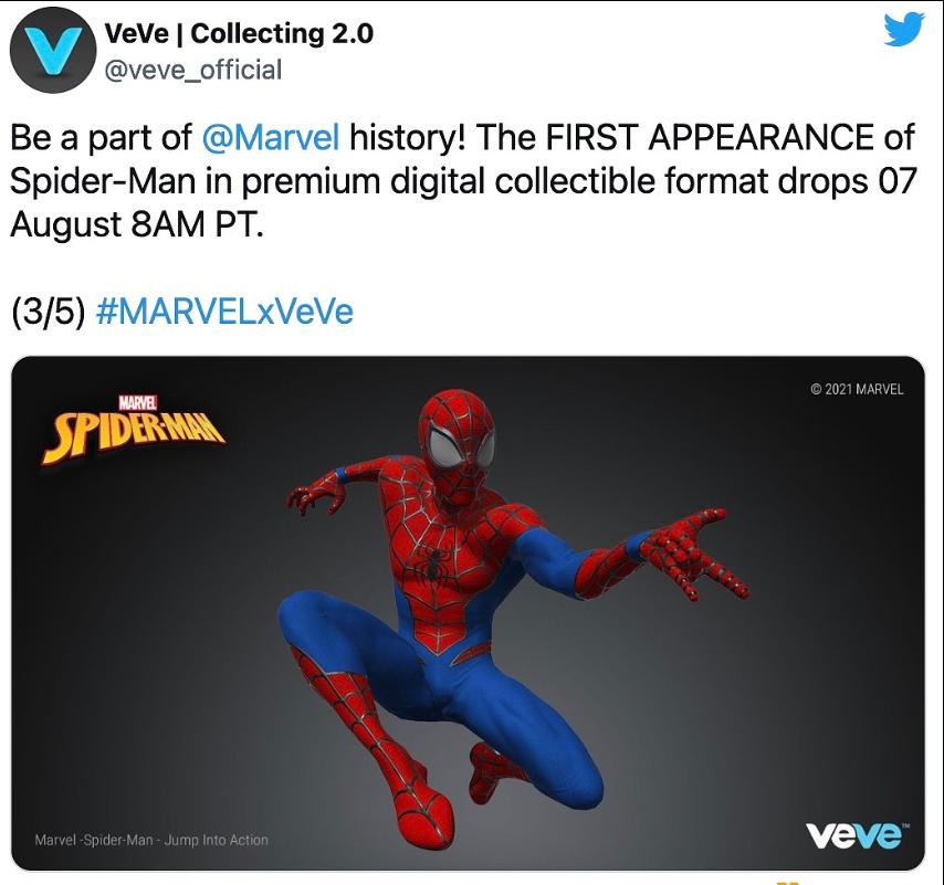 漫威将推出蜘蛛侠主题的NFT