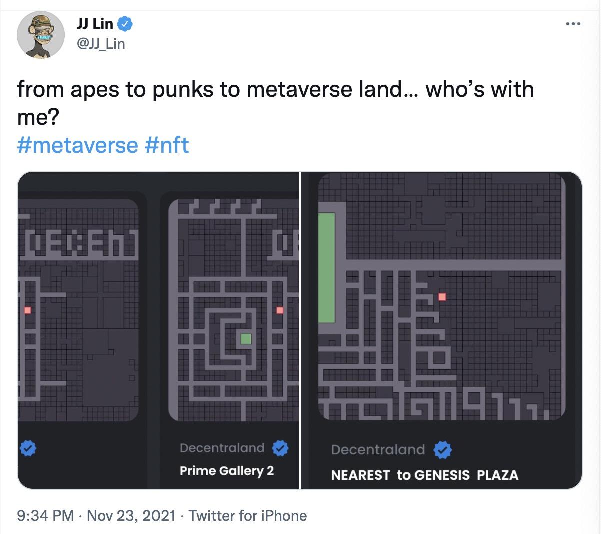 歌手林俊杰在 Decentraland 上购买数字地产，入驻元宇宙