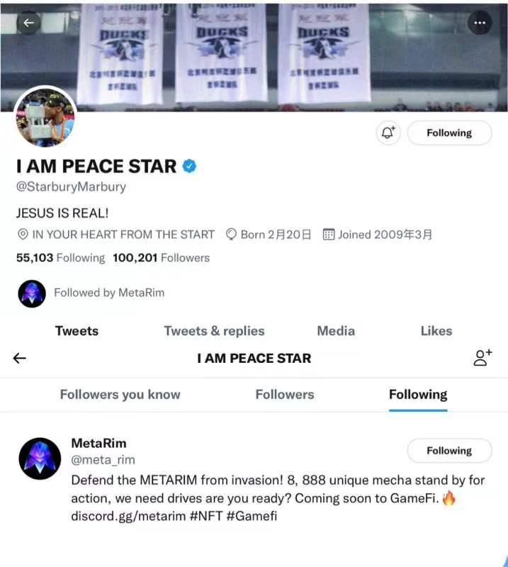 前NBA球星斯蒂芬·马布里推特关注NFT机甲项目MetaRim