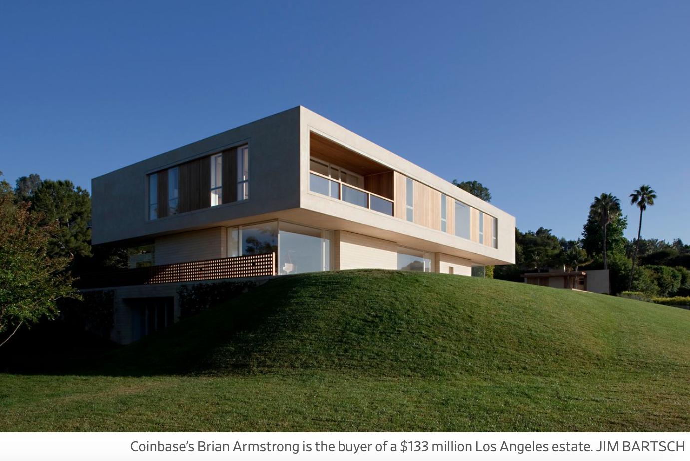 知情人士：Coinbase首席执行官以1.33亿美元购入洛杉矶一处豪宅