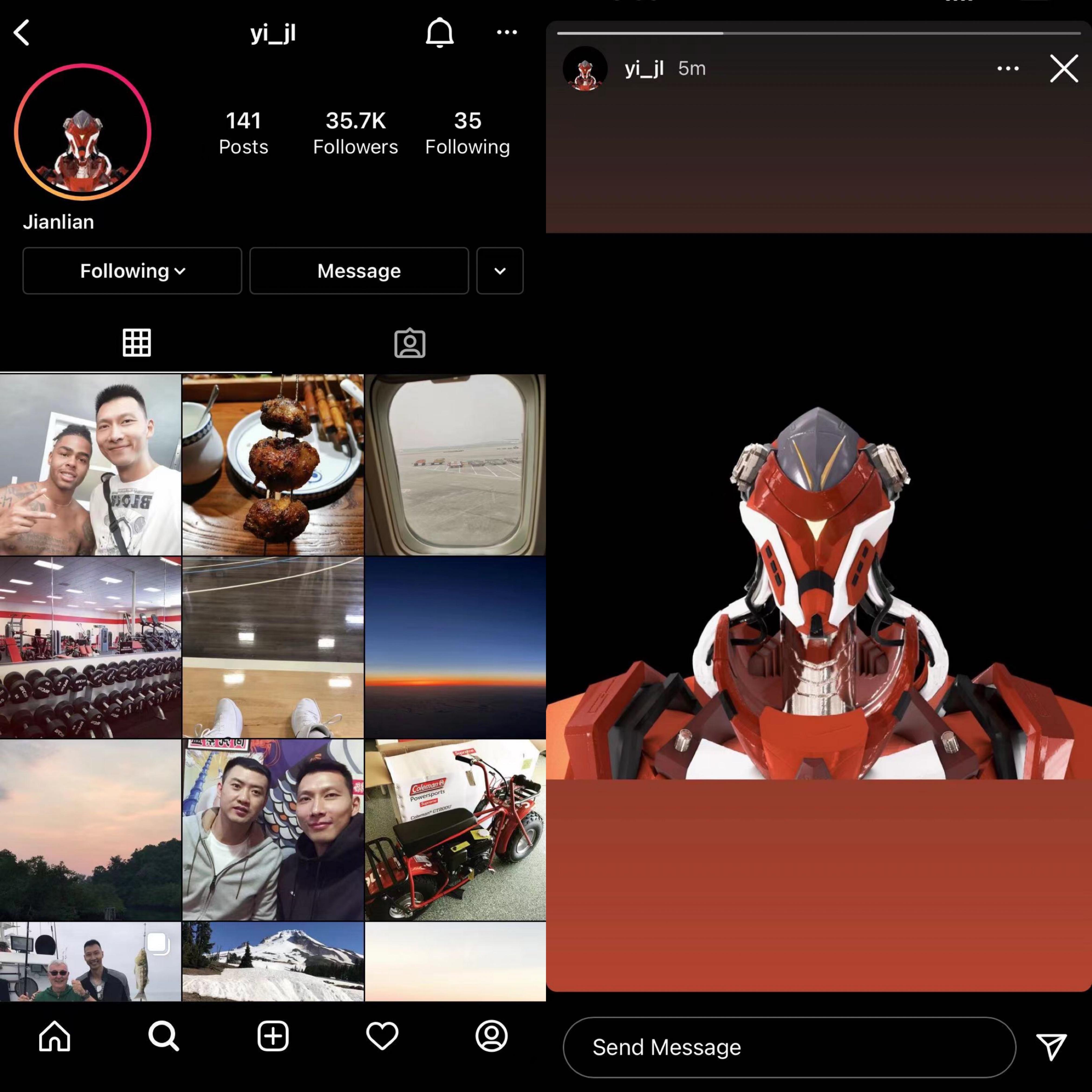 知名球星易建联在INS上分享并换上NFT机甲项目MetaRim的社交头像