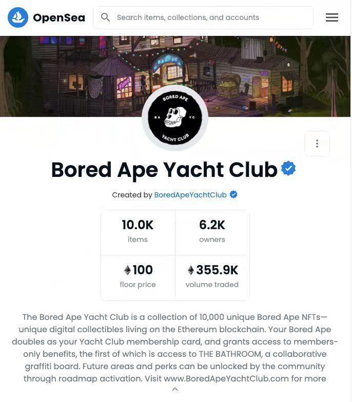 无聊猿BAYC地板价达100 ETH，创历史新高