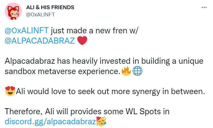阿狸 NFT 系列宣布与沙盒元宇宙项目 ALPACADABRAZ 达成合作