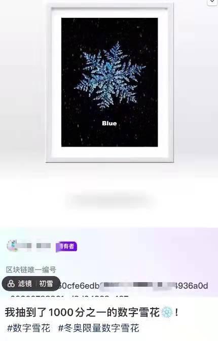 小红书推出基于腾讯至信链的冬奥雪花限量数字藏品