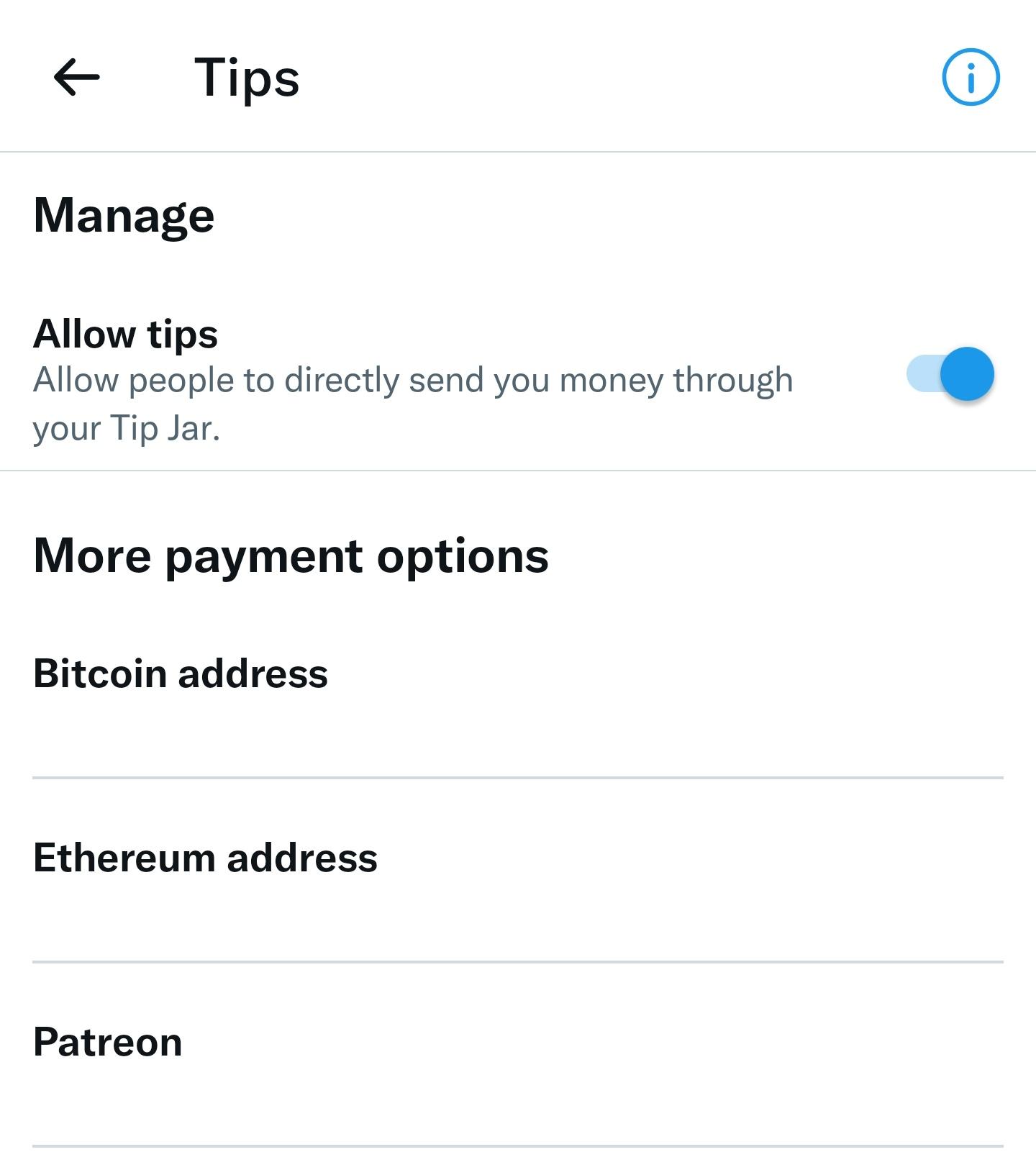 推特“小费”功能支持以太坊地址打赏，包括ETH和其他ERC-20代币