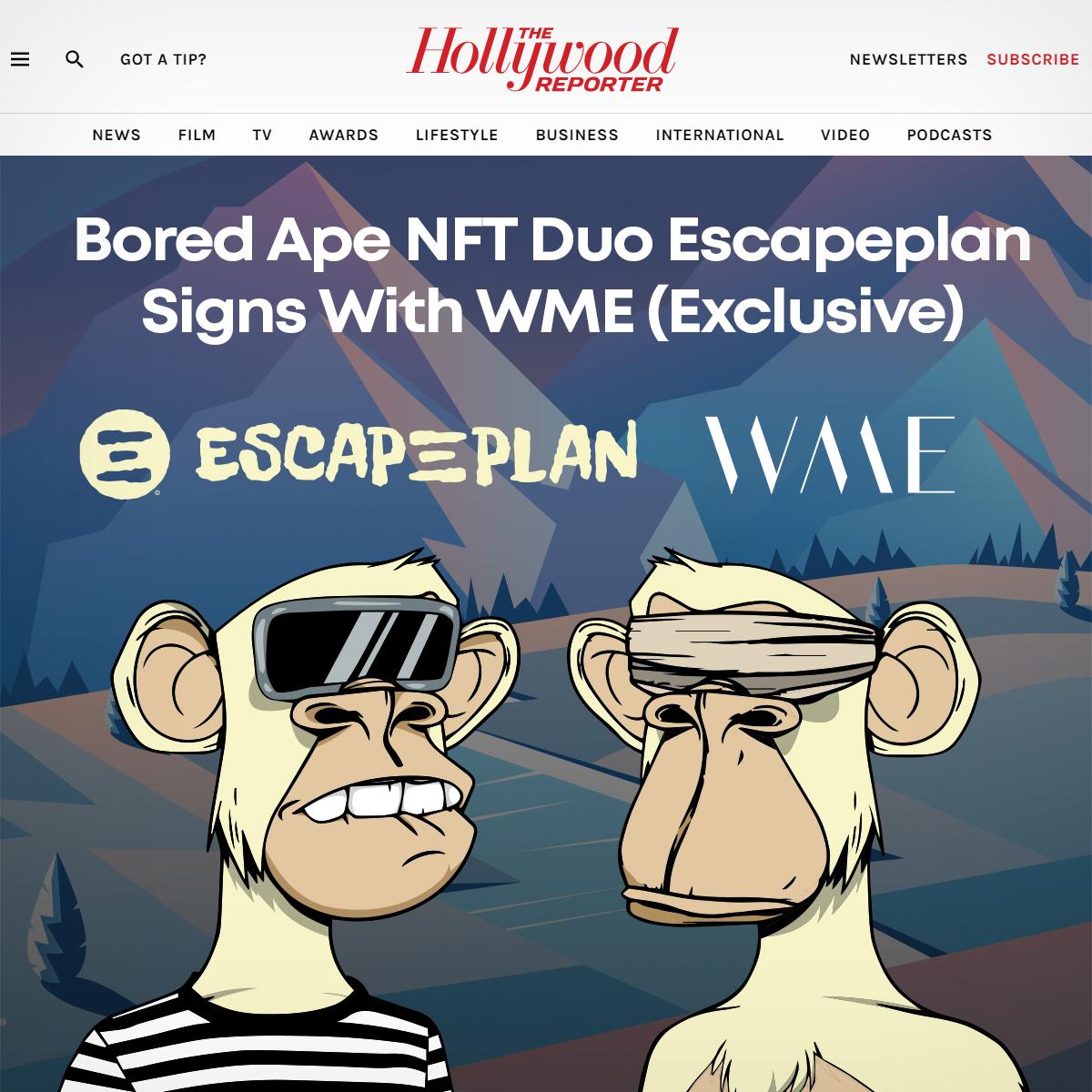 Bored Ape NFT 组合 Escapeplan 与好莱坞经济公司 WME 签约