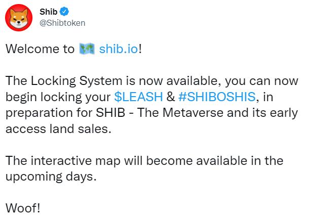 SHIB元宇宙官网现已开通，交互式地图即将推出