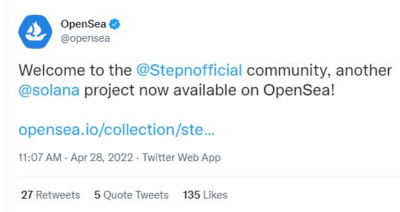 Move to Earn 应用 STEPN 上线 OpeaSea