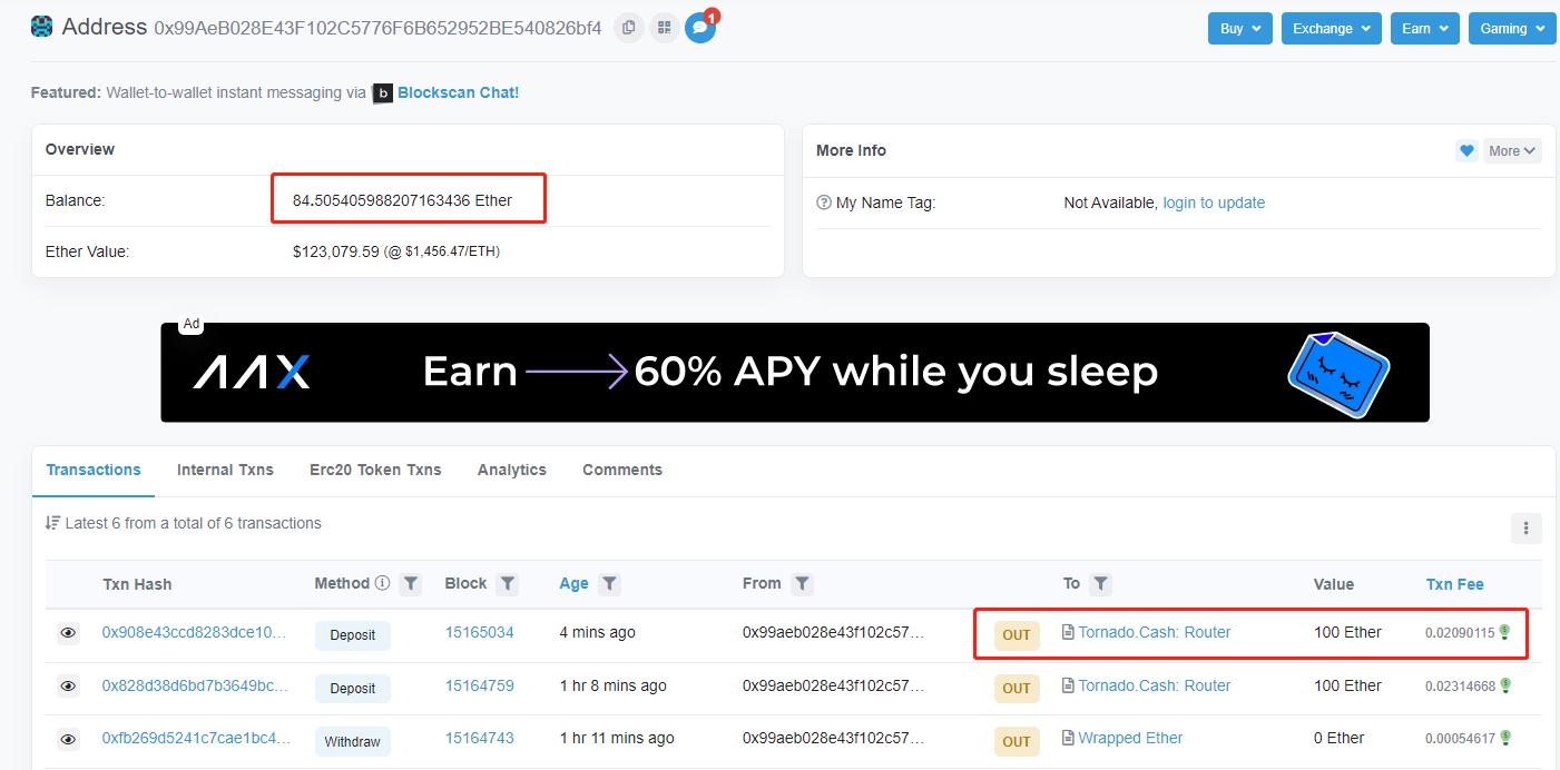 成都链安：PREMINT 攻击者目前已将被盗资金转移到 Tornado Cash