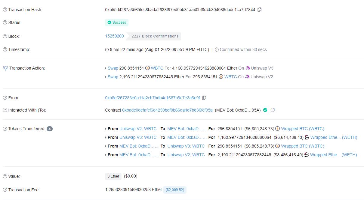 MEV Bot 以 2000 美元成本套利 320 万美元，或因 Nomad 事件引发大量套利机会