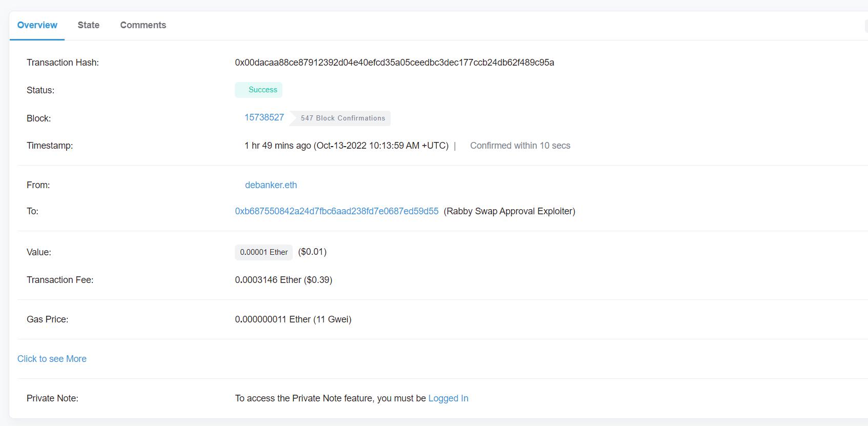 DeBank 钱包 Rabby 官方已在链上向攻击者发出谈判请求