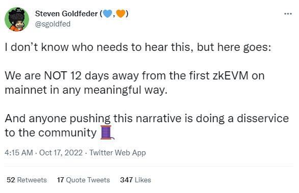 OffChain Labs 聯創：當下鼓吹“第一個 zkEVM 主網” 叙事是在損害社區