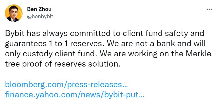 Bybit CEO：예비금 증명 솔루션을 연구 중입니다