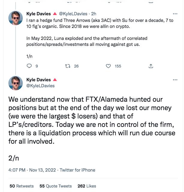 三箭聯創：LUNA 事件中其頭寸遭 FTX/Alameda 獵殺，導致損失全部資金
