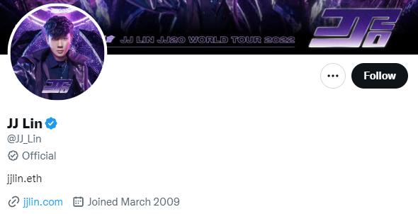 林俊杰将 Twitter 个人主页介绍改为 jjlin.eth