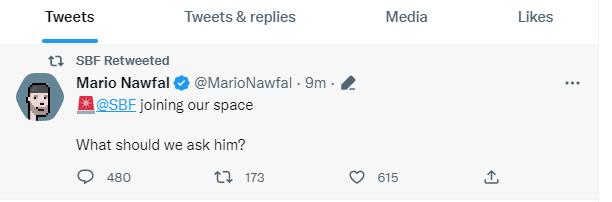 SBFはIBCグループの創設者のTwitterスペースに参加します。