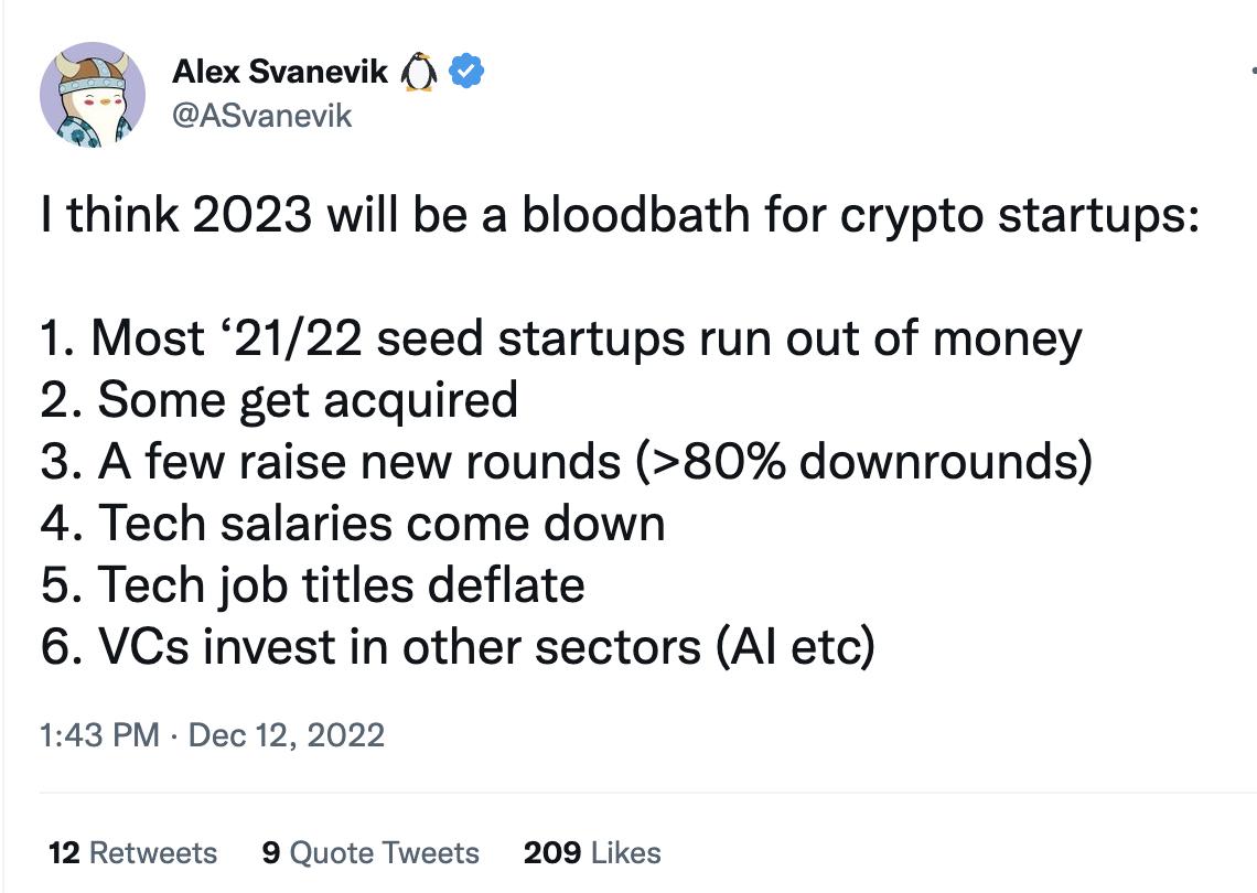 Nansen CEO：資金調達の困難により、2023年には暗号スタートアップの「大虐殺」が訪れる可能性がある。