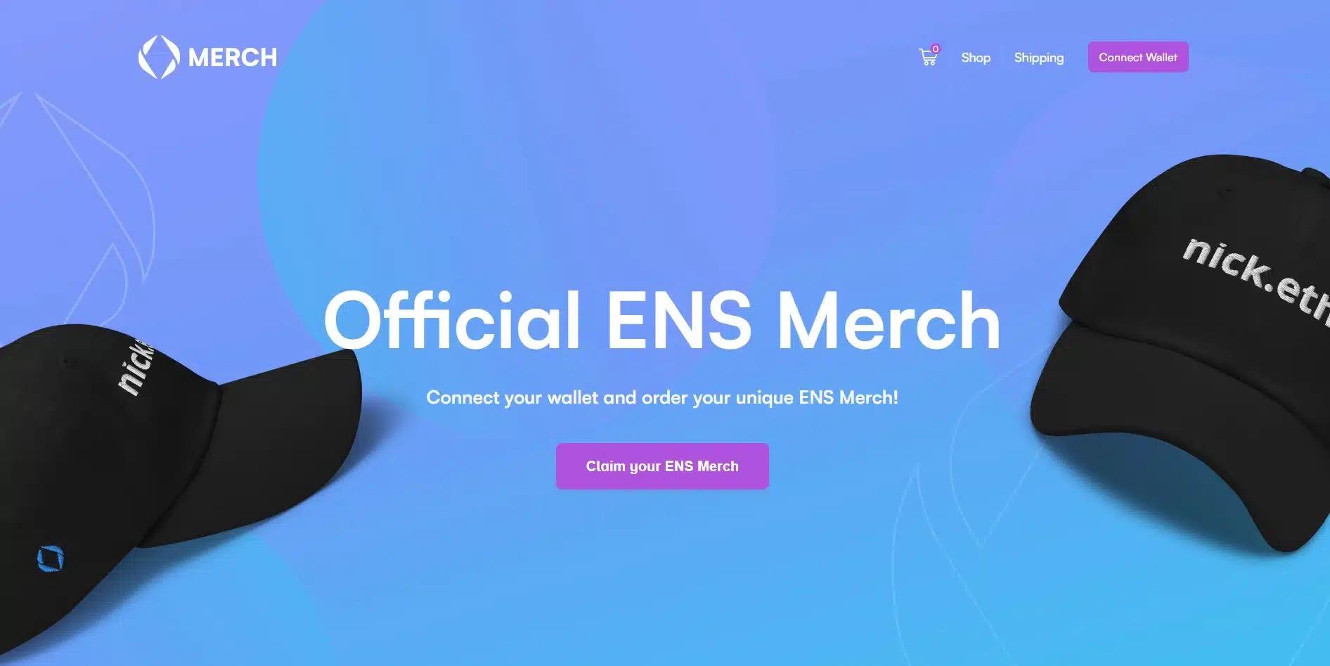 以太坊域名服务 ENS 推出官方商店 “ENS Merch Store”
