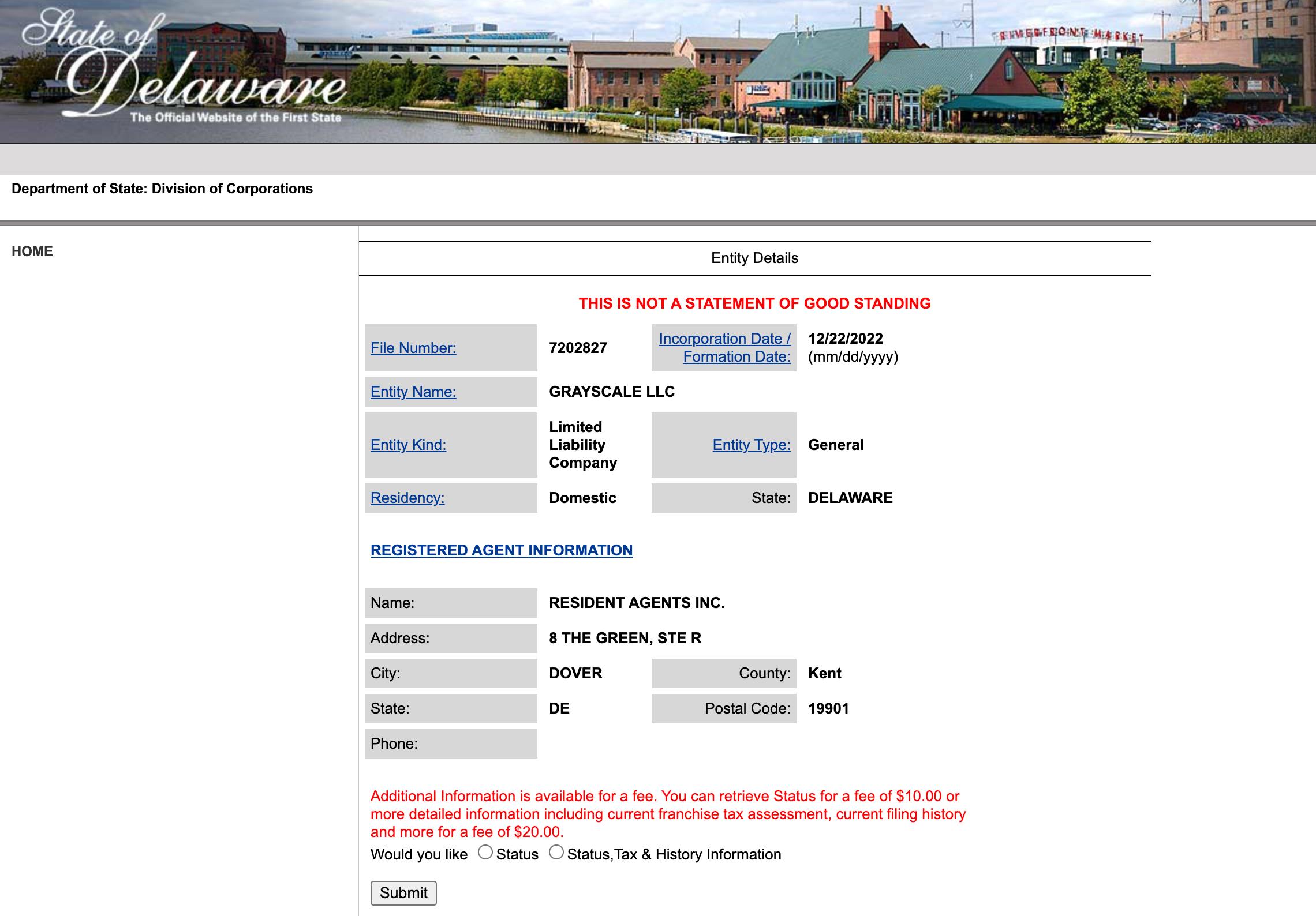Grayscale registered a new company "GRAYSCALE LLC" a few hours ago, which is speculated to be related to the restructuring or dissolution of the old entity