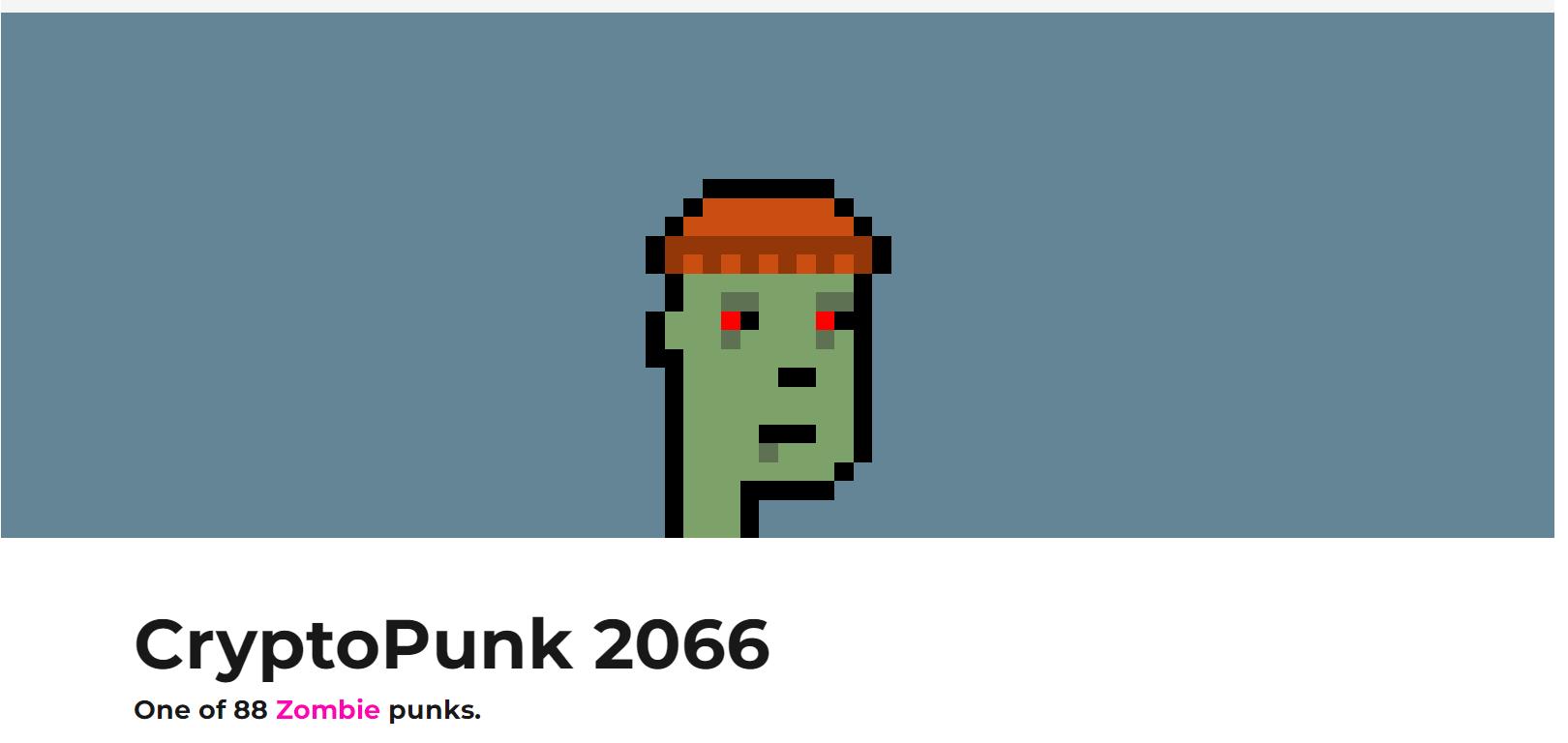 CryptoPunk #2066 以 1155 枚 ETH 成交