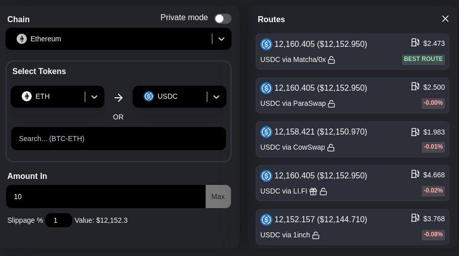 DefiLlama 推出 DEX 聚合器，目前支持 8 种不同的聚合器