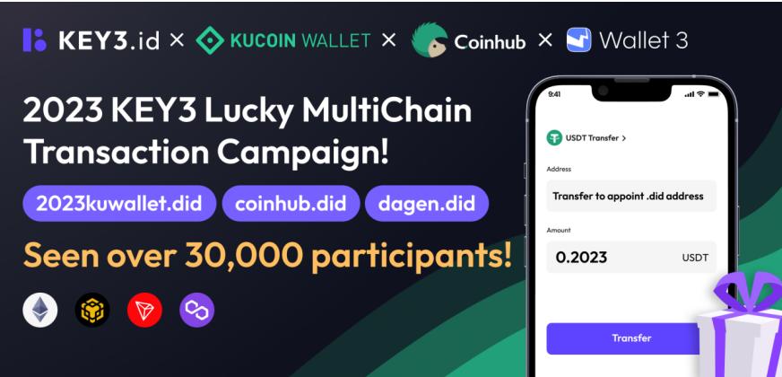 KEY3.id 上线多链同域名转账，联合 KuCoin Wallet、CoinHub Wallet 、 Wallet3 发起新年多链转账活动