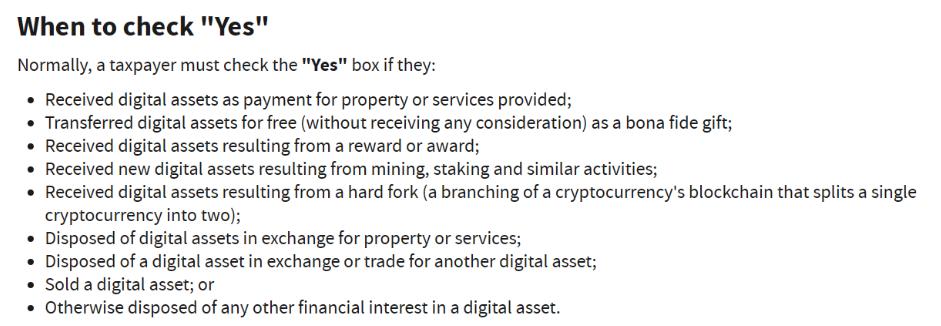 アメリカ国税庁が2022年のデジタル資産の税申告要件リストを発表しました。