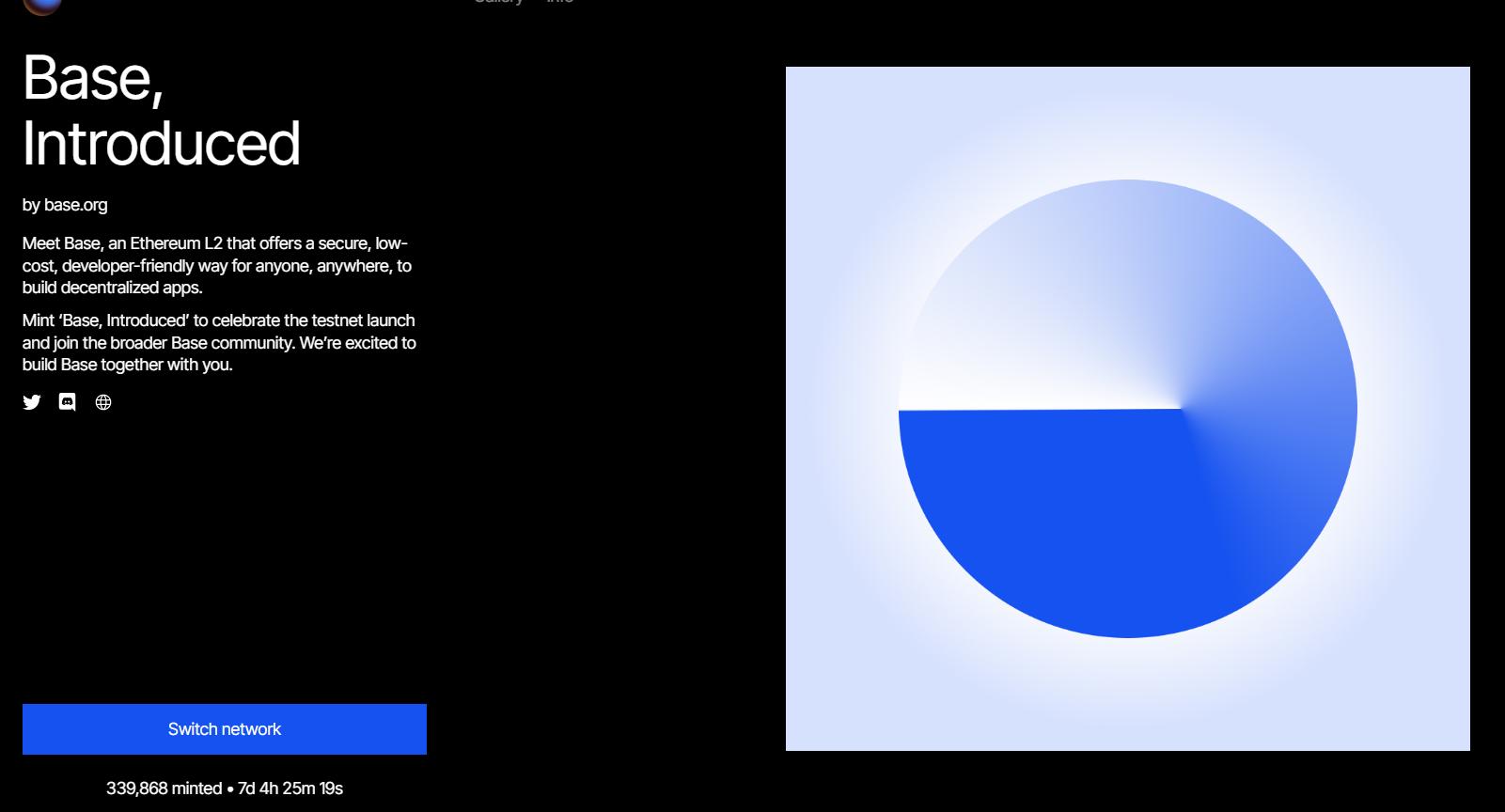Base 纪念 NFT Base Introduced 的免费铸造时间将延长 7 天