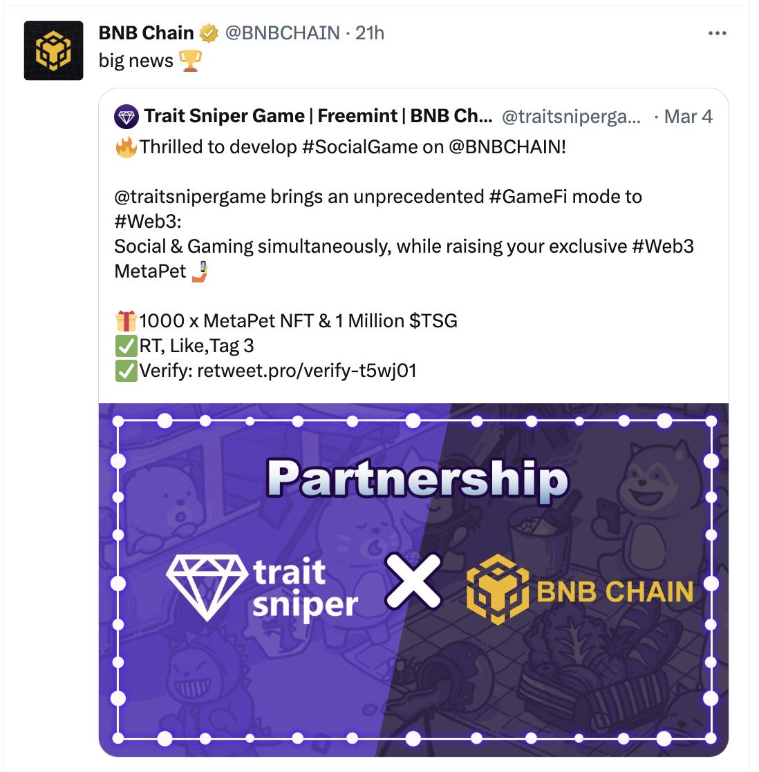 NFT工具TraitSniper將向TwitterScan PASS持有者和Blur空投對象等發起空投