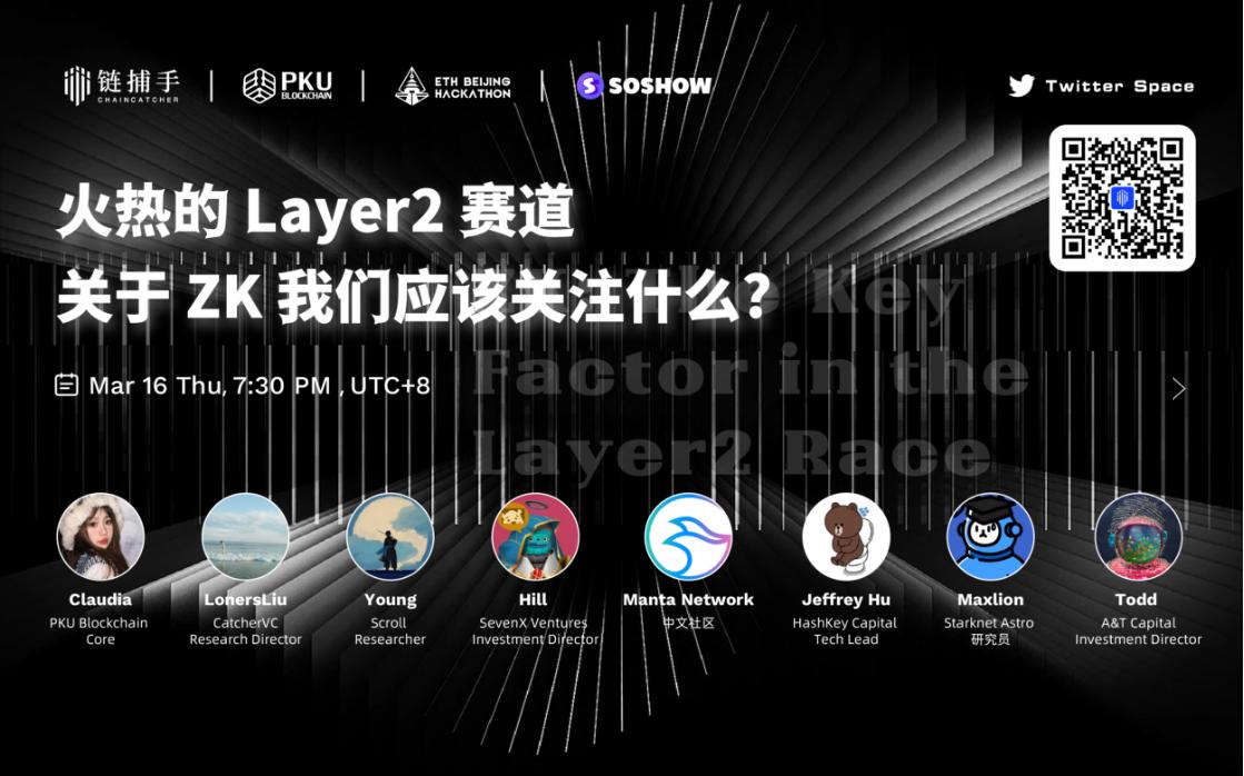 ChainCatcher, in collaboration with PKU Blockchain, ETH Beijing Hackathon, and Soshow, will hold a dialogue today on the topic "The Hot Layer2 Track: What Should We Focus on Regarding ZK?"