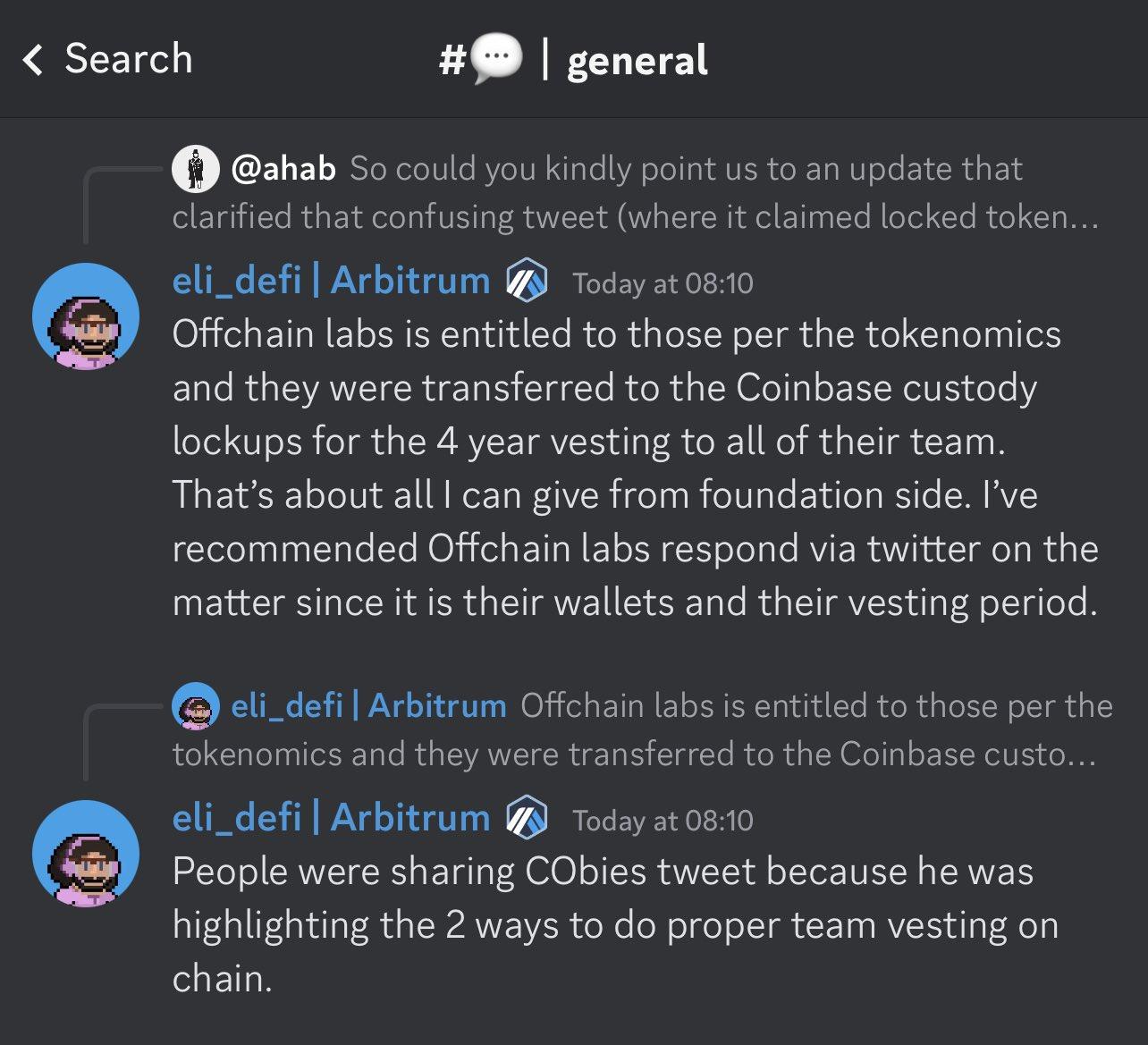 Arbitrum 社区管理员：26.94 亿枚 ARB 是转移至 CoinBase 托管解锁账户