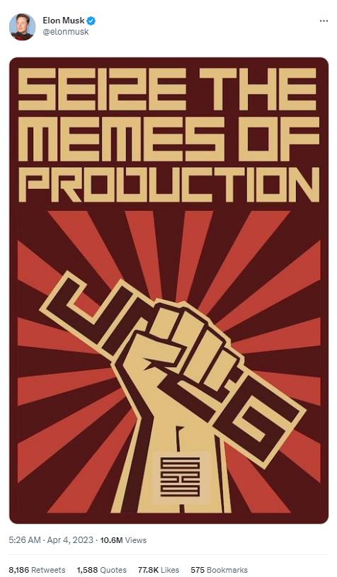 マスクは今朝、NFTプロジェクト「The Memes by 6529」に関連する画像をリツイートし、後者のフロア価格が20％以上上昇しました。