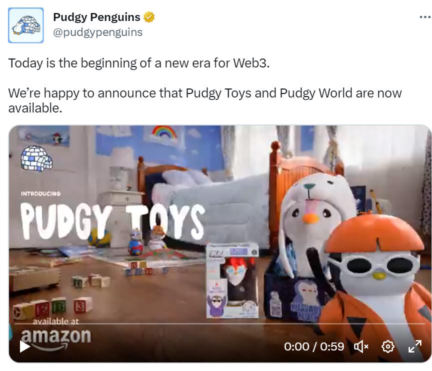 NFT 項目 Pudgy Penguins 正式推出 Pudgy World 和 Pudgy Toys