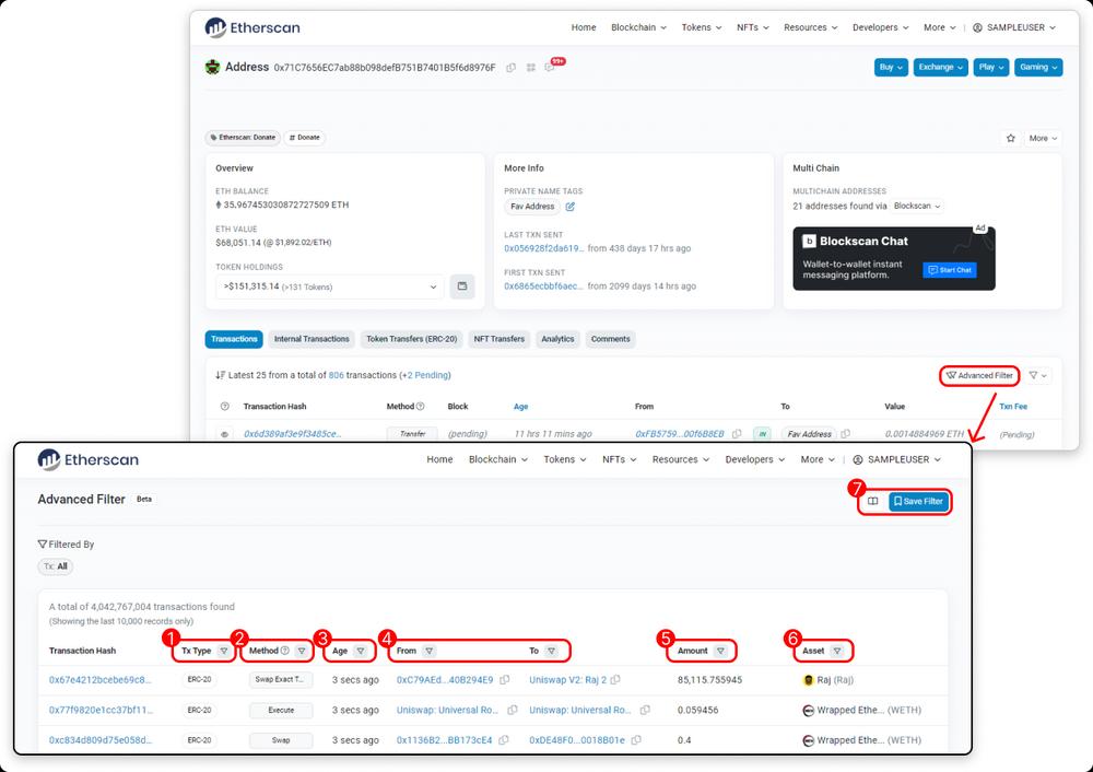 블록체인 브라우저 Etherscan이 "고급 필터" 베타 버전을 출시했습니다