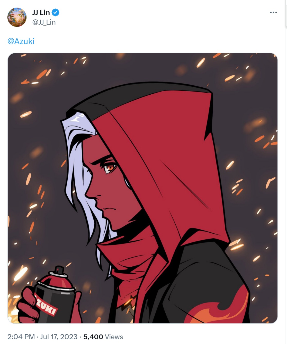 林俊杰在推特上分享了其拥有的新一枚 Azuki NFT